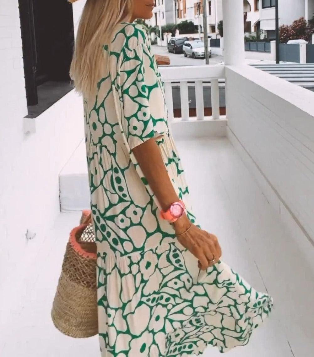 Pamela · Vestido largo de manga corta – Silvia Morel