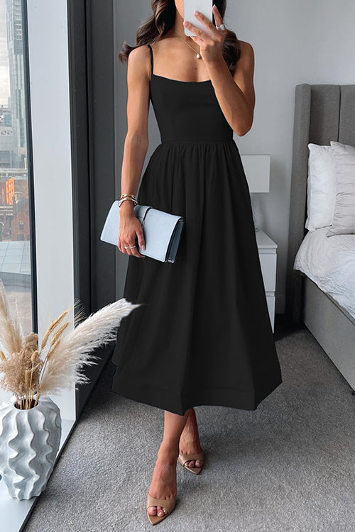 Carmela · Vestido midi evasé de tirantes – Silvia Morel