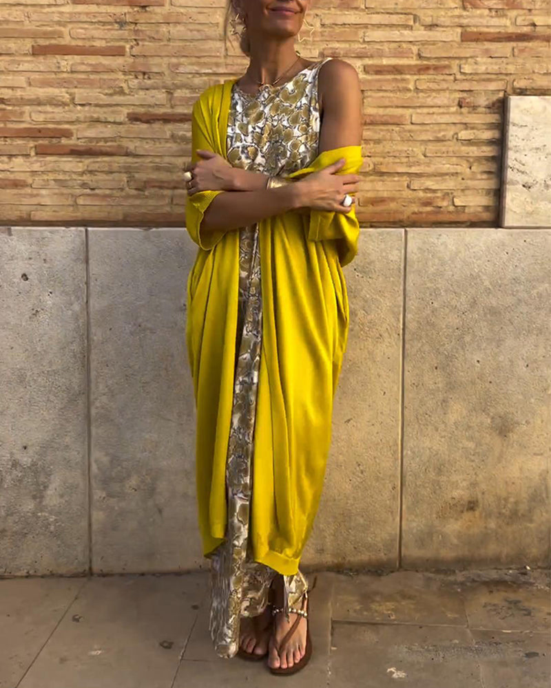 Pía · Vestido largo con cárdigan a juego – Silvia Morel