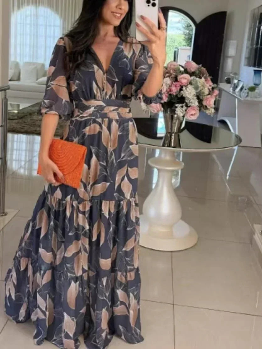 Norma · Vestido largo floral con volantes – Silvia Morel