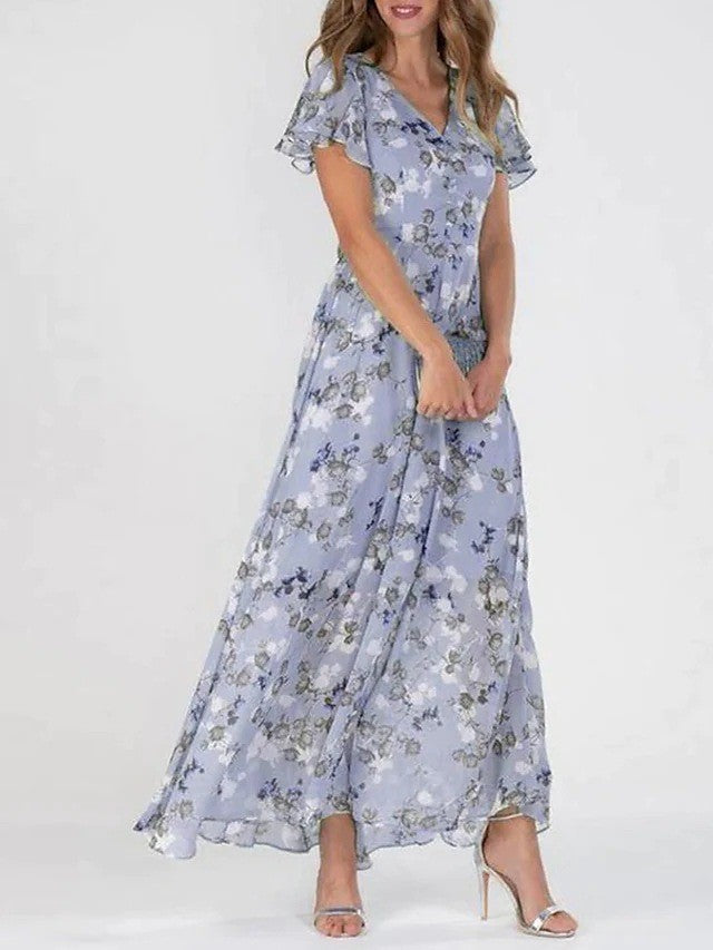 Anabella · Vestido largo floral con escote en V – Silvia Morel