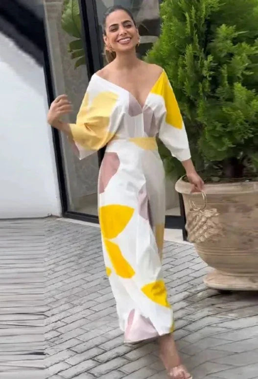 Remei · Vestido midi estampado con escote en V – Silvia Morel