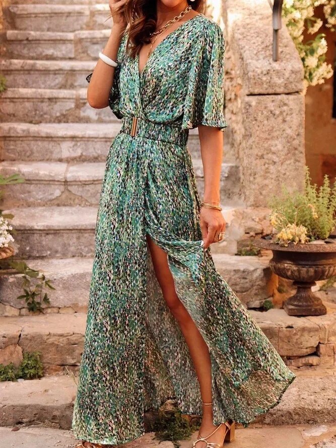Tecla · Vestido largo con cinturón – Silvia Morel