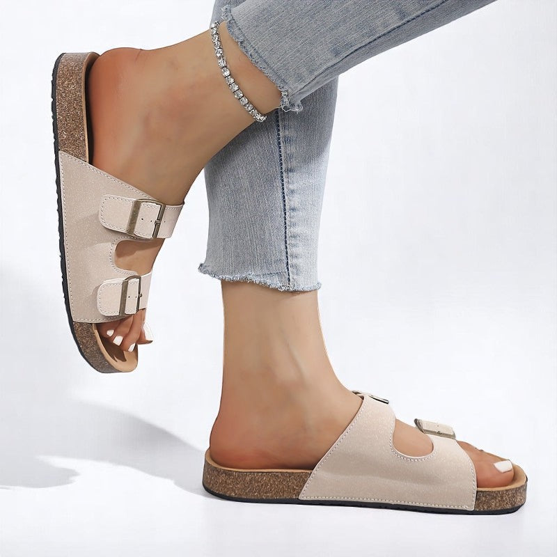 Corcho · Sandalias de dos tiras con suela de corcho – Silvia Morel