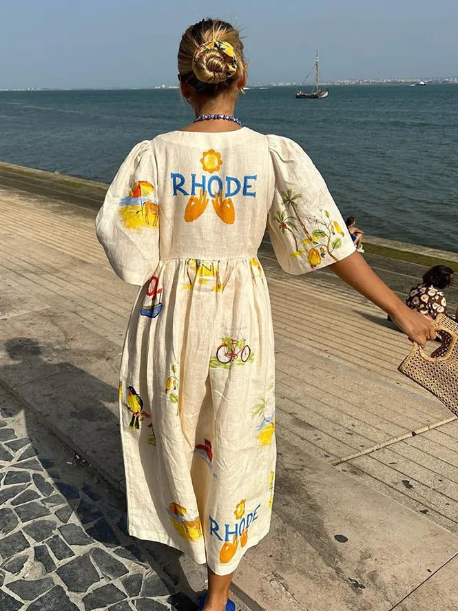 Karina · Vestido estampado de aire natural – Silvia Morel