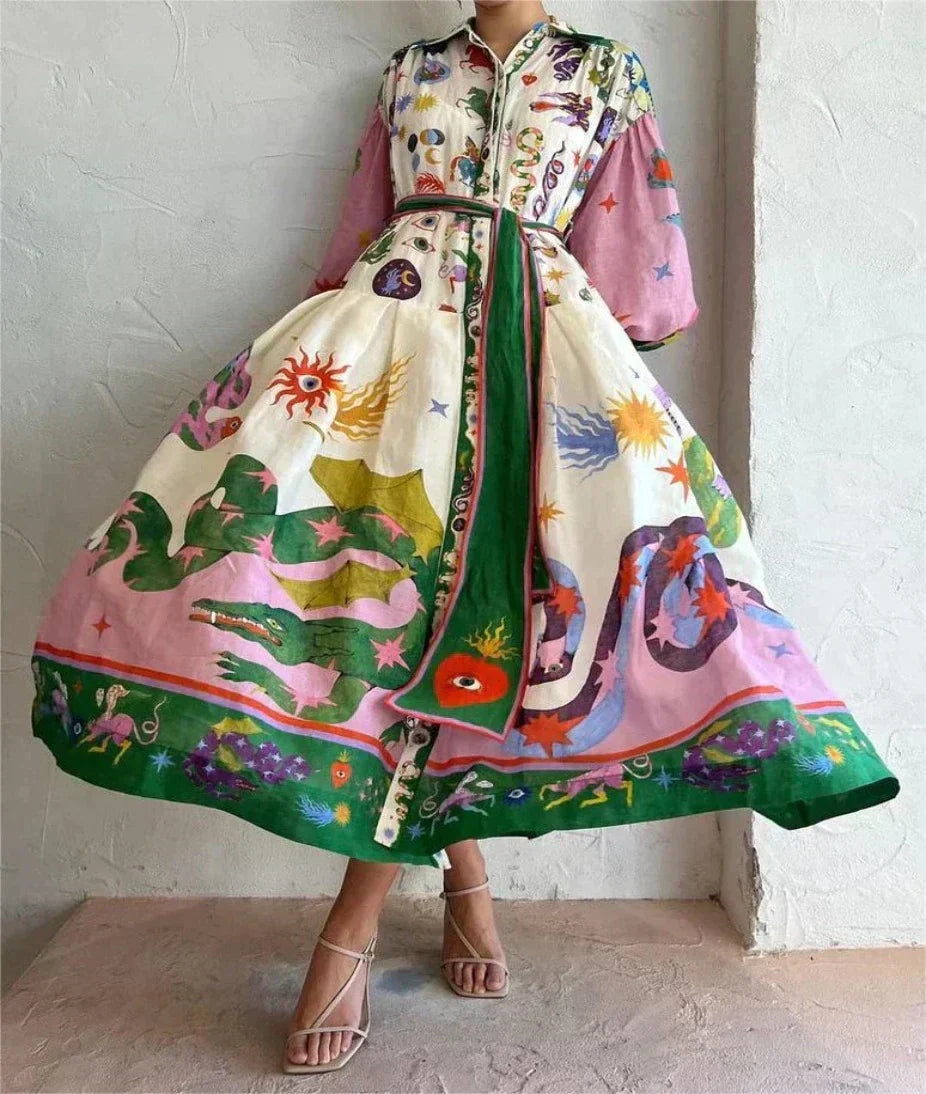 Volante · Vestido con volumen estampado – Silvia Morel