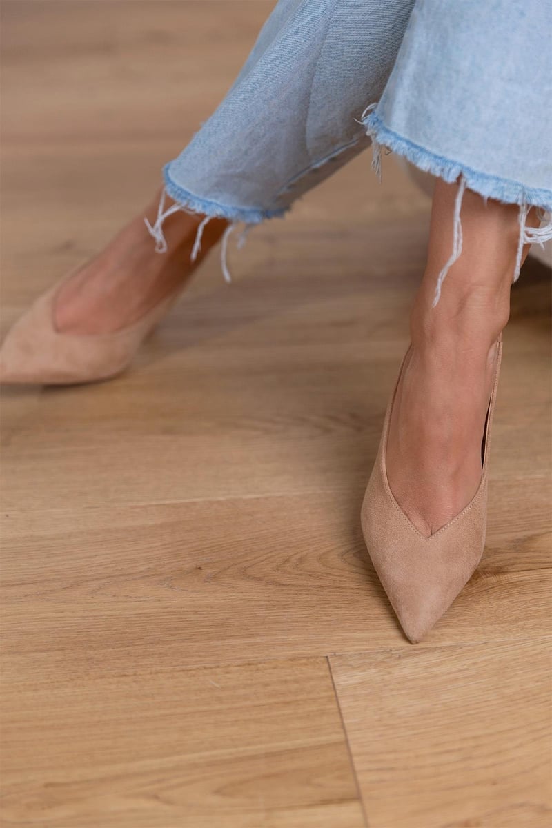 Bárbara · Zapatos de tacón nude con talón abierto – Silvia Morel