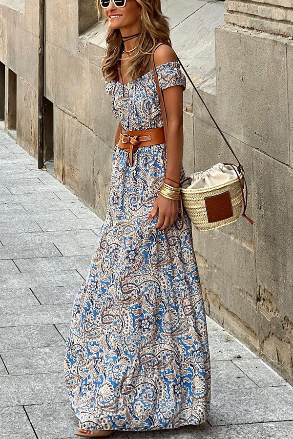 Flor · Vestido sin hombros con cinturón fino – Silvia Morel