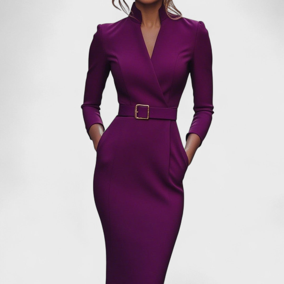 Débora · Vestido entallado con cuello mao – Silvia Morel
