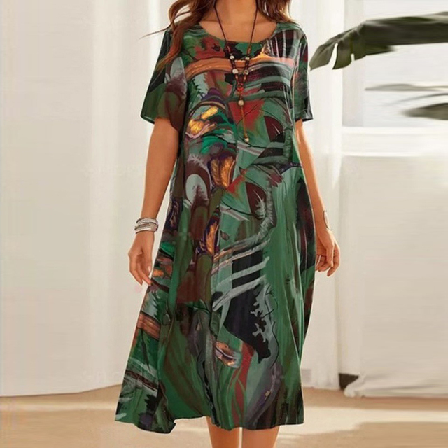 Abstracta · Vestido fluido con estampado abstracto – Silvia Morel