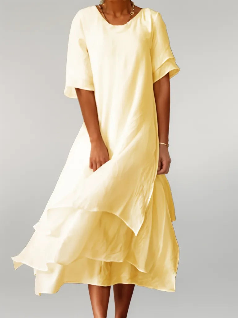 Reina · Vestido largo de escote redondo – Silvia Morel