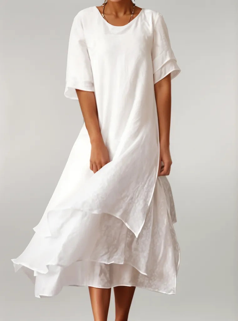 Reina · Vestido largo de escote redondo – Silvia Morel