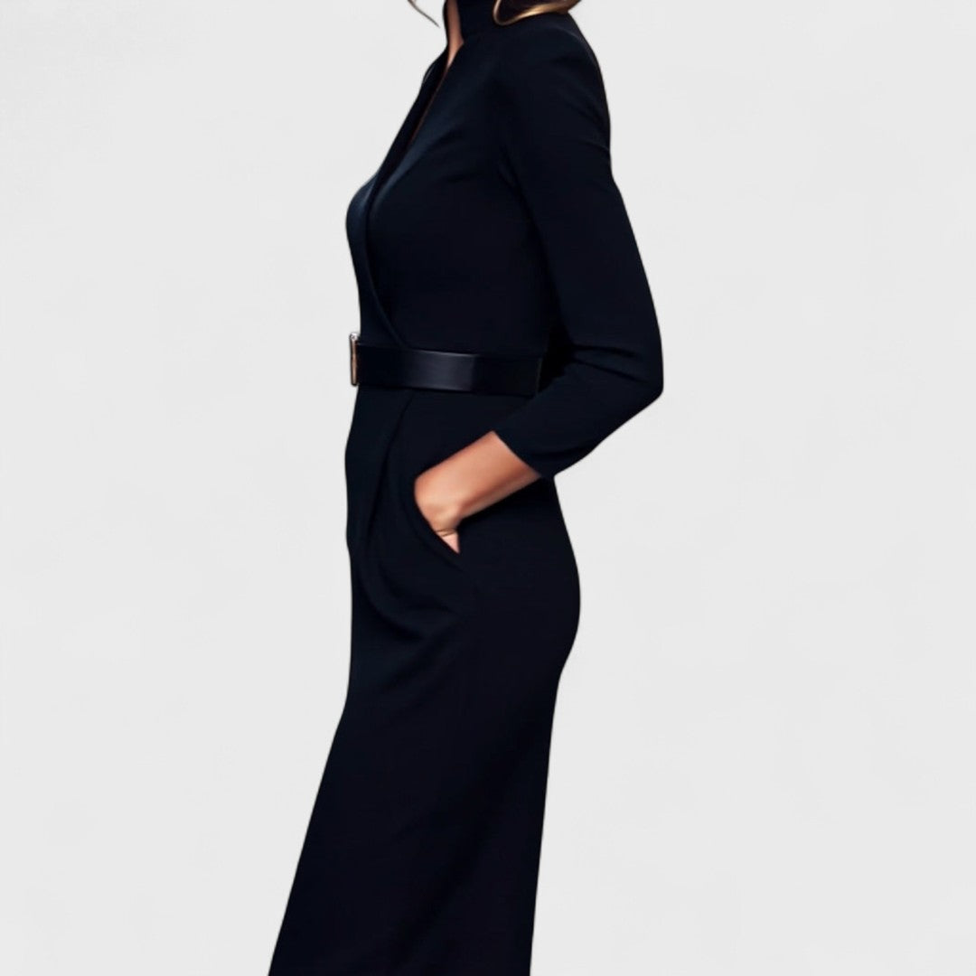 Débora · Vestido entallado con cuello mao – Silvia Morel
