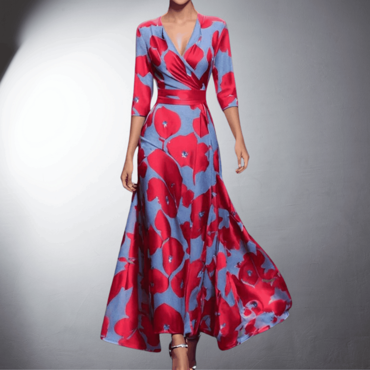 Valentina · Vestido largo floral con cinturón – Silvia Morel
