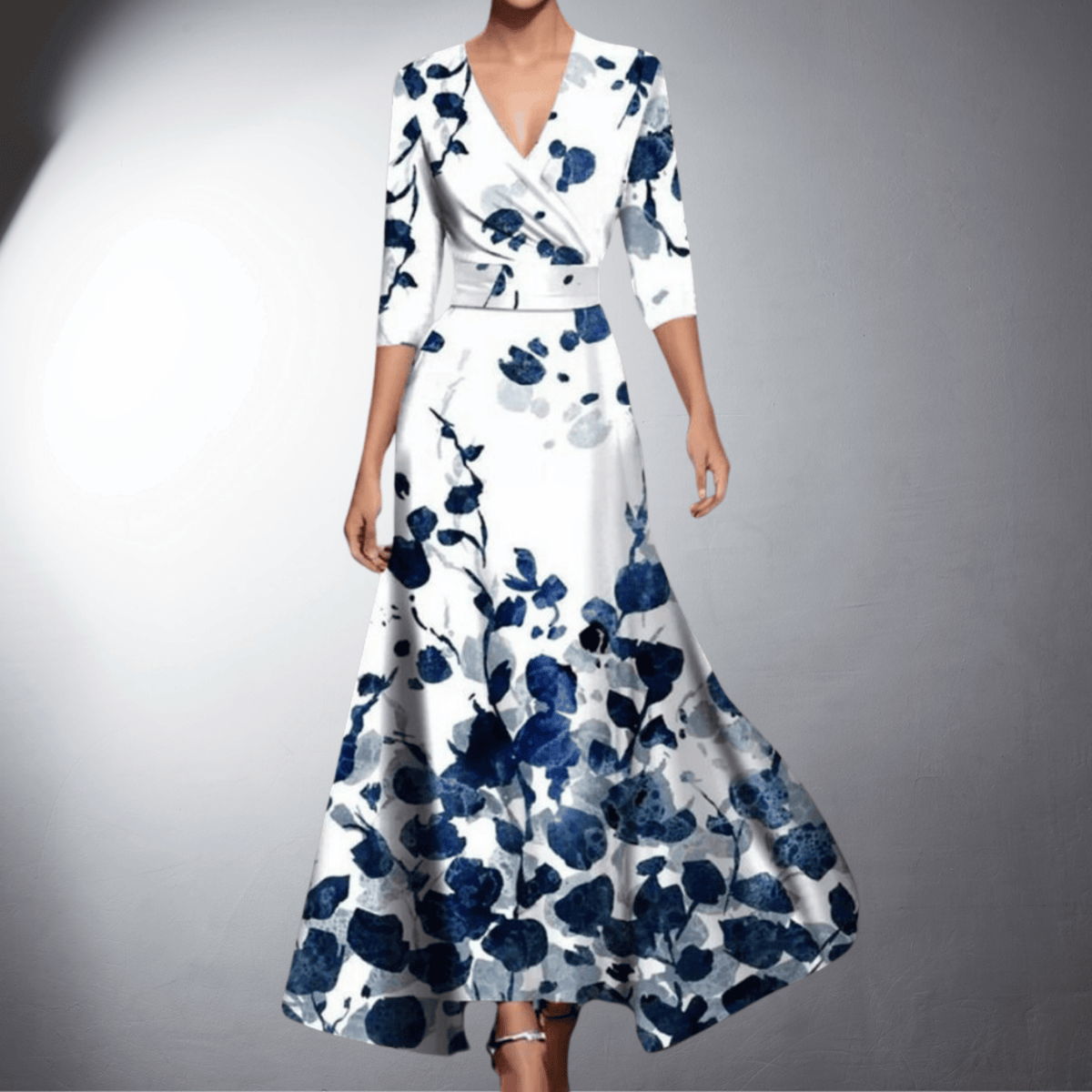 Valentina · Vestido largo floral con cinturón – Silvia Morel