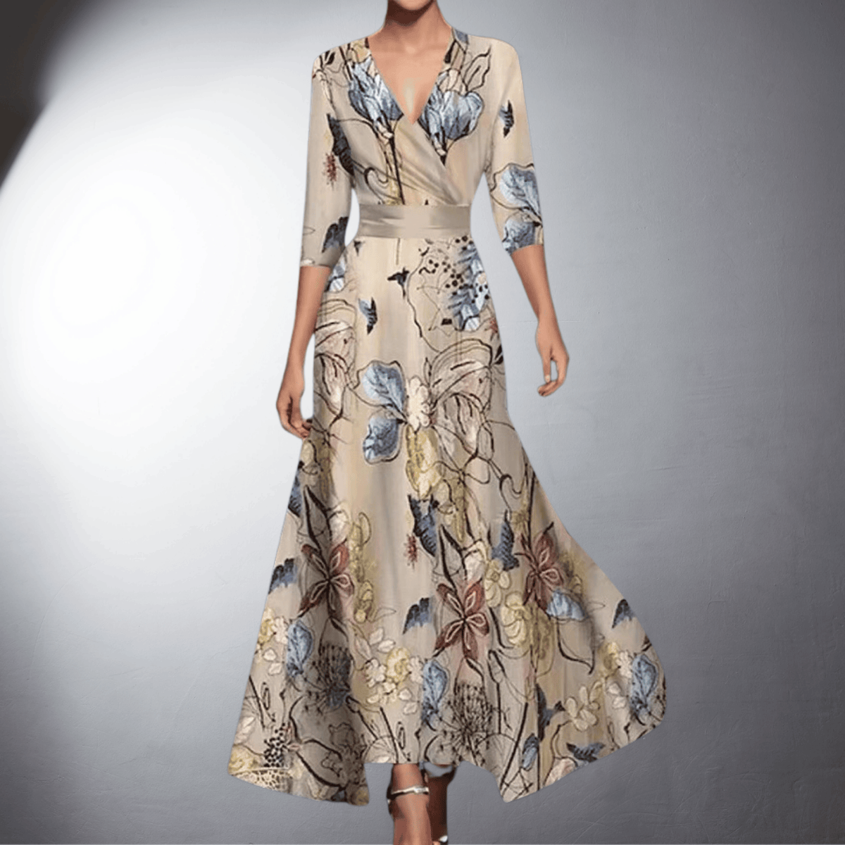 Valentina · Vestido largo floral con cinturón – Silvia Morel