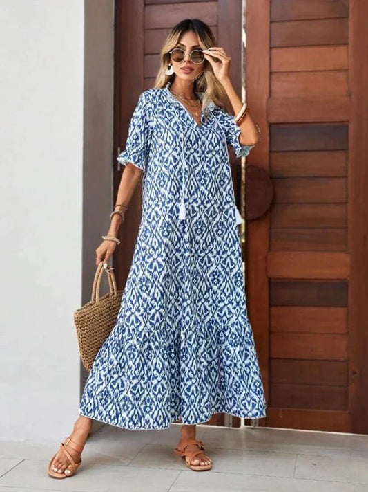 Teodora · Vestido largo suelto de flores – Silvia Morel