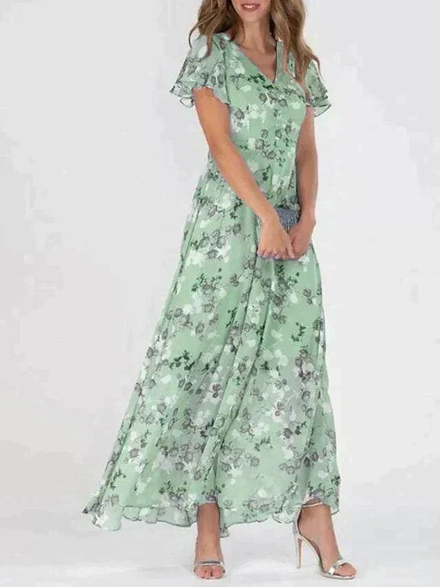 Anabella · Vestido largo floral con escote en V – Silvia Morel