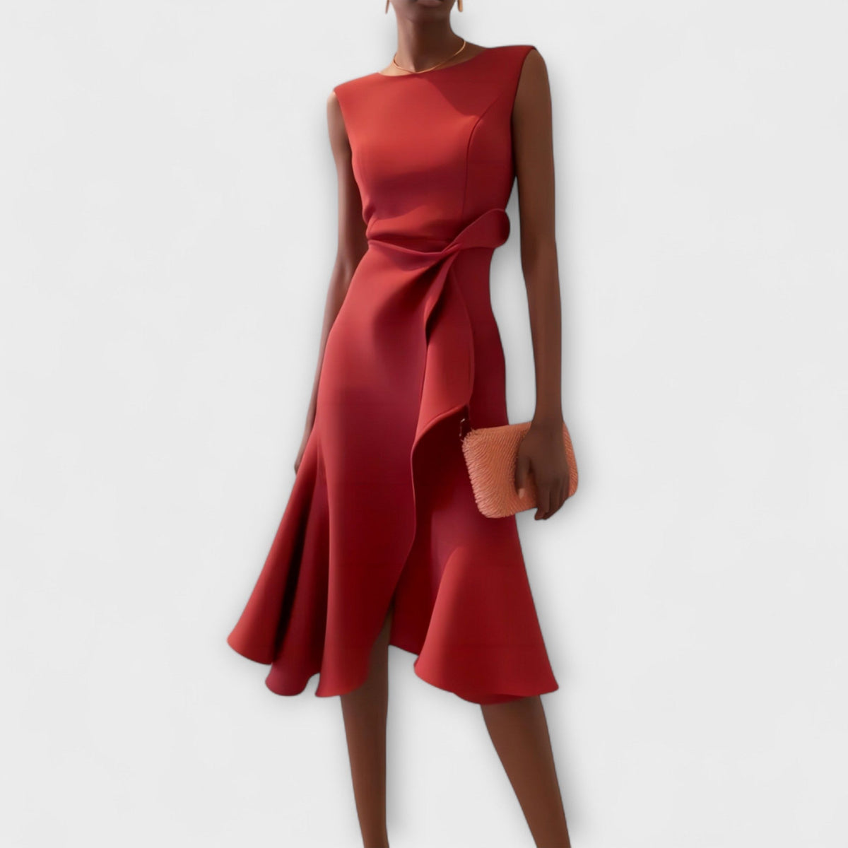 Joselyn · Vestido midi asimétrico drapeado – Silvia Morel