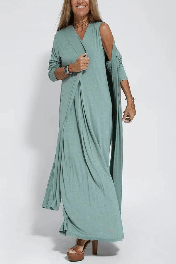 Mercedes · Vestido largo con chaleco – Silvia Morel