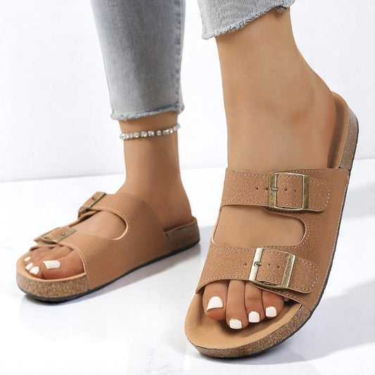 Corcho · Sandalias de dos tiras con suela de corcho – Silvia Morel