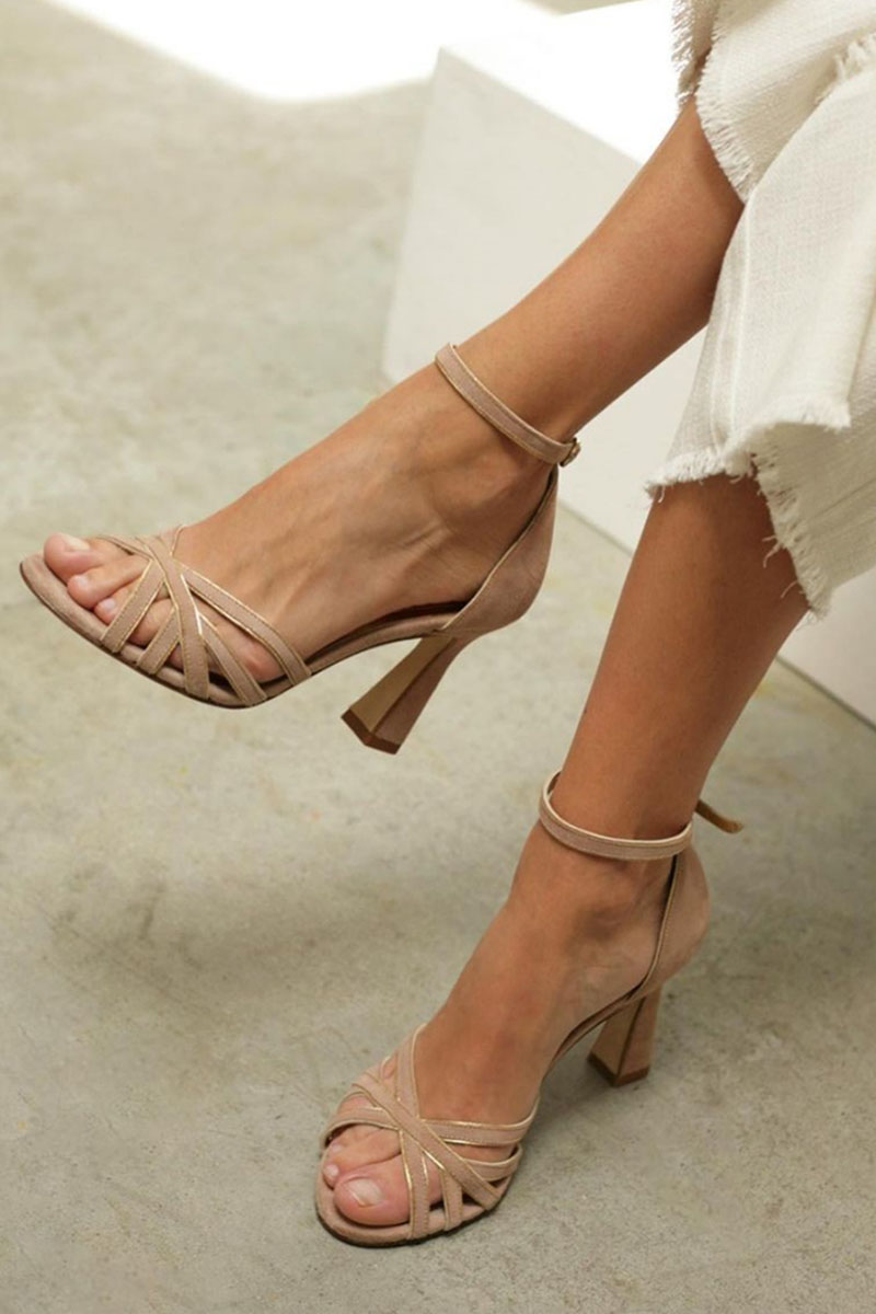 Cintia · Sandalias de tacón patchwork – Silvia Morel