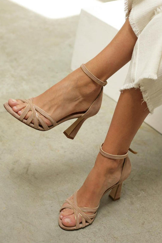 Cintia · Sandalias de tacón patchwork – Silvia Morel