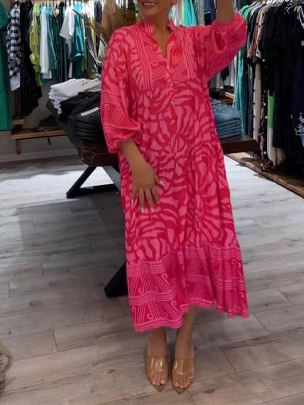 Xiomara · Vestido estampado de algodón con escote en V – Silvia Morel