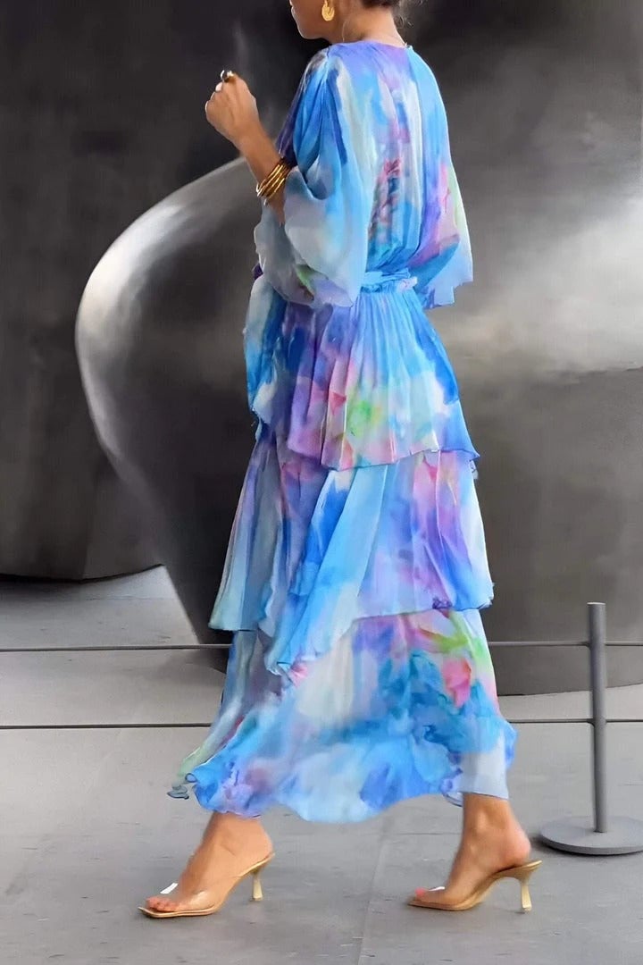 Olivia · Vestido largo bohemio acuarela – Silvia Morel