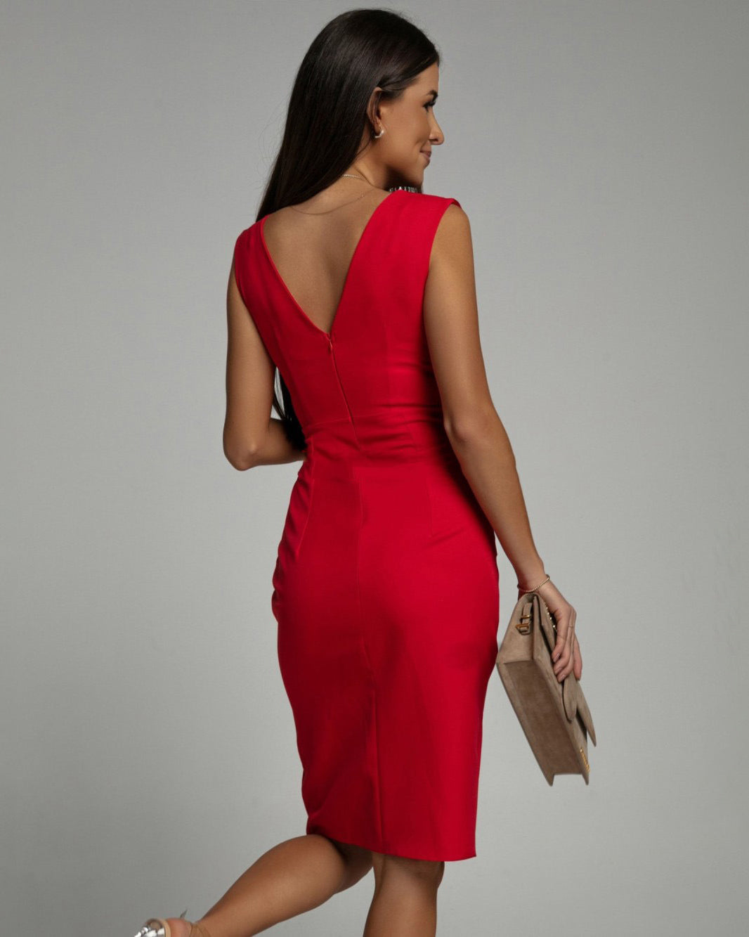 Jimena · Vestido midi entallado con abertura – Silvia Morel