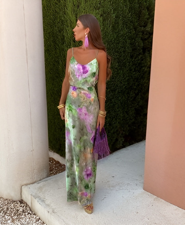 Nélida · Vestido largo tie-dye con pañuelo – Silvia Morel