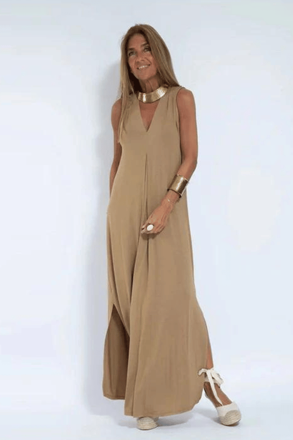 Mercedes · Vestido largo con chaleco – Silvia Morel