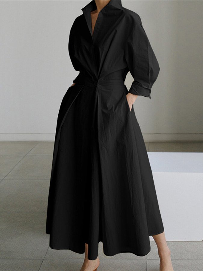 Tirsa · Vestido largo drapeado atemporal – Silvia Morel