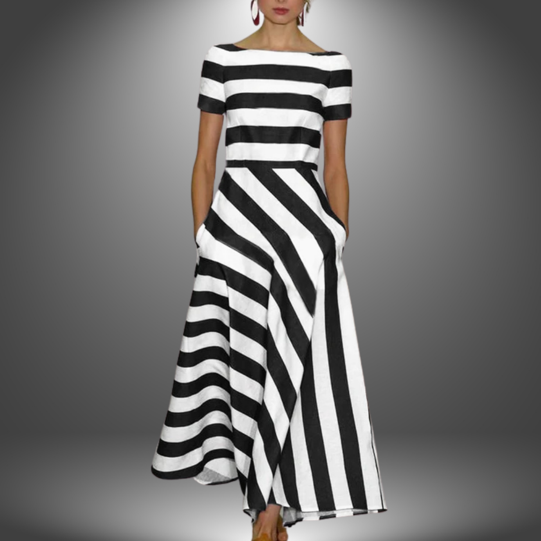 Zenaida · Vestido largo de rayas en A – Silvia Morel