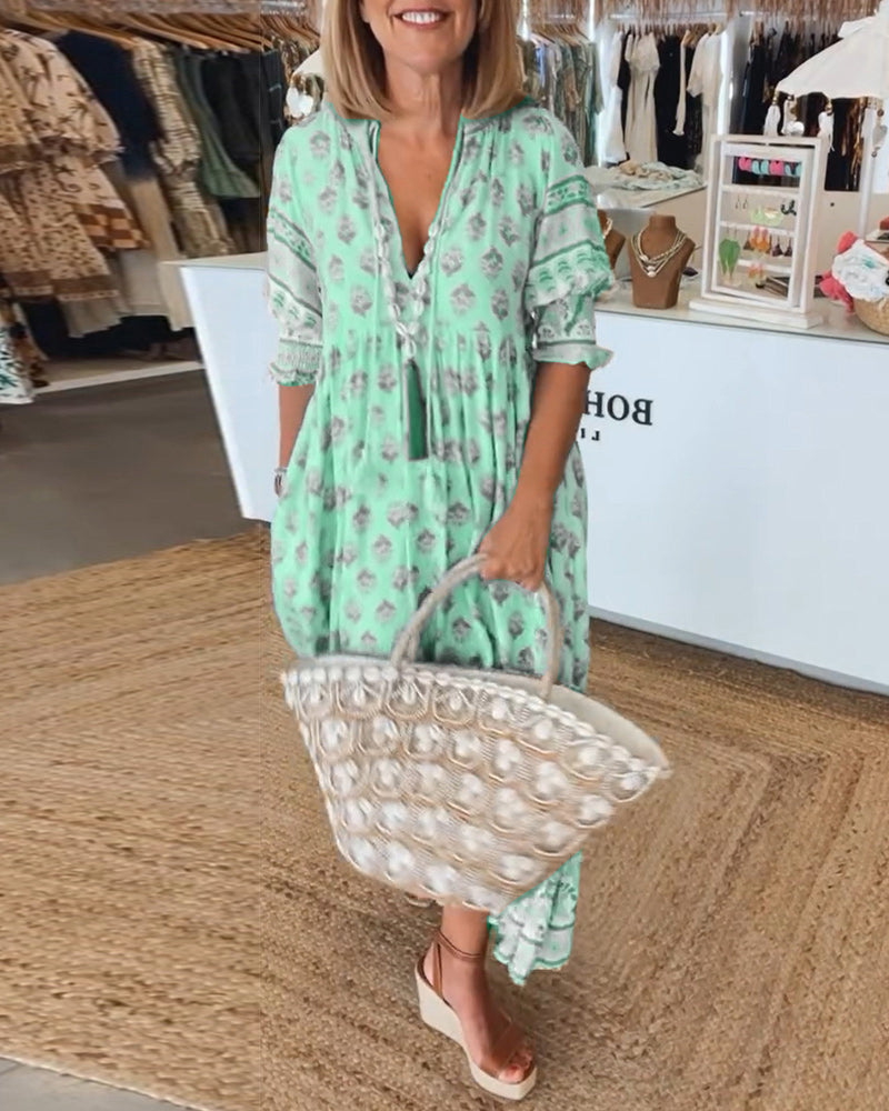 Adela · Vestido midi estampado con media manga – Silvia Morel