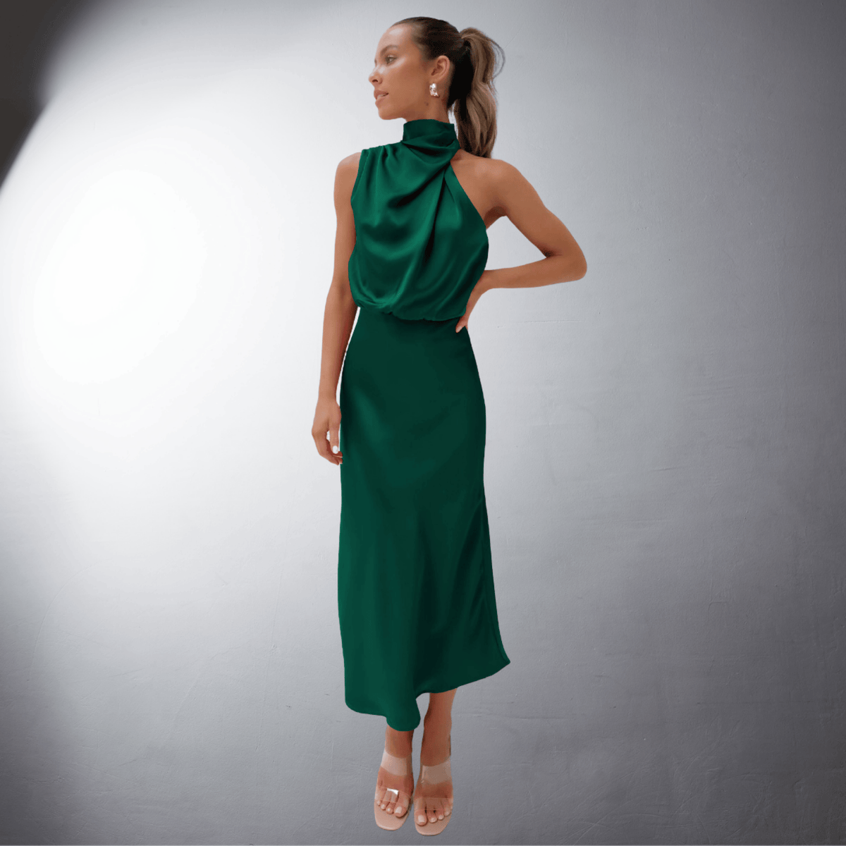 Karen · Vestido midi formal – Silvia Morel