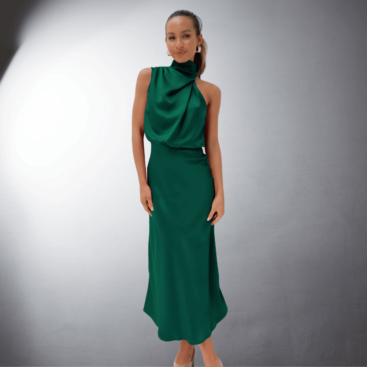 Karen · Vestido midi formal – Silvia Morel