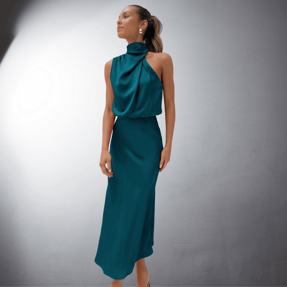 Karen · Vestido midi formal – Silvia Morel