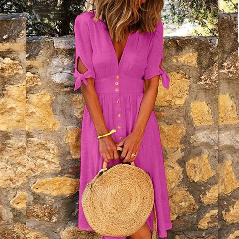 Fina · Vestido plisado de media manga – Silvia Morel
