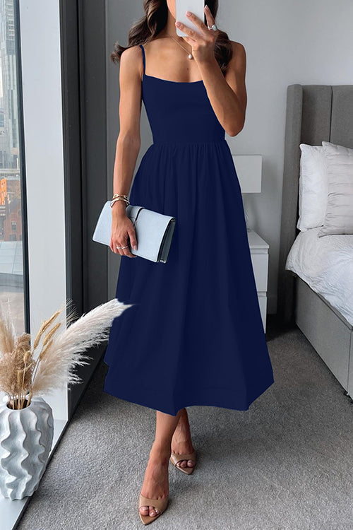 Carmela · Vestido midi evasé de tirantes – Silvia Morel