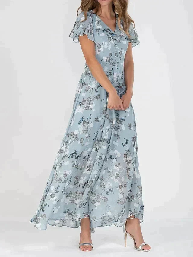 Anabella · Vestido largo floral con escote en V – Silvia Morel