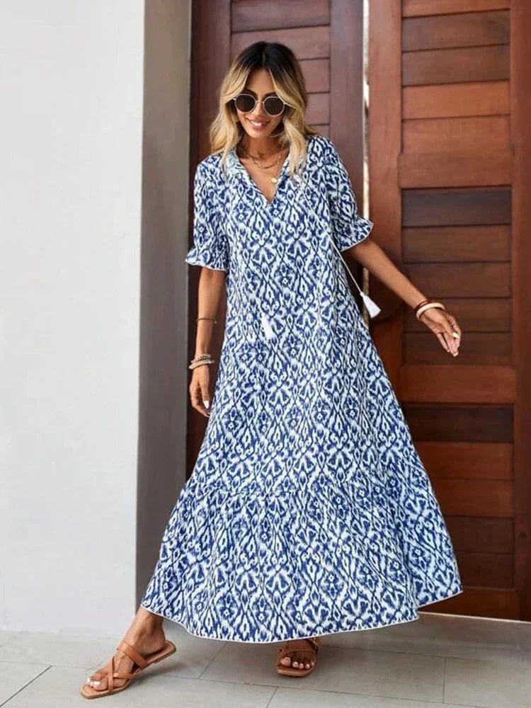 Teodora · Vestido largo suelto de flores – Silvia Morel