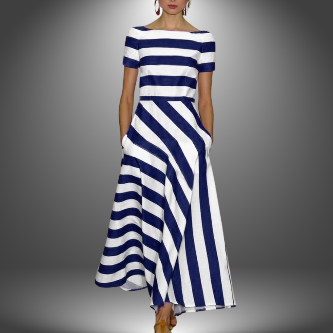 Zenaida · Vestido largo de rayas en A – Silvia Morel