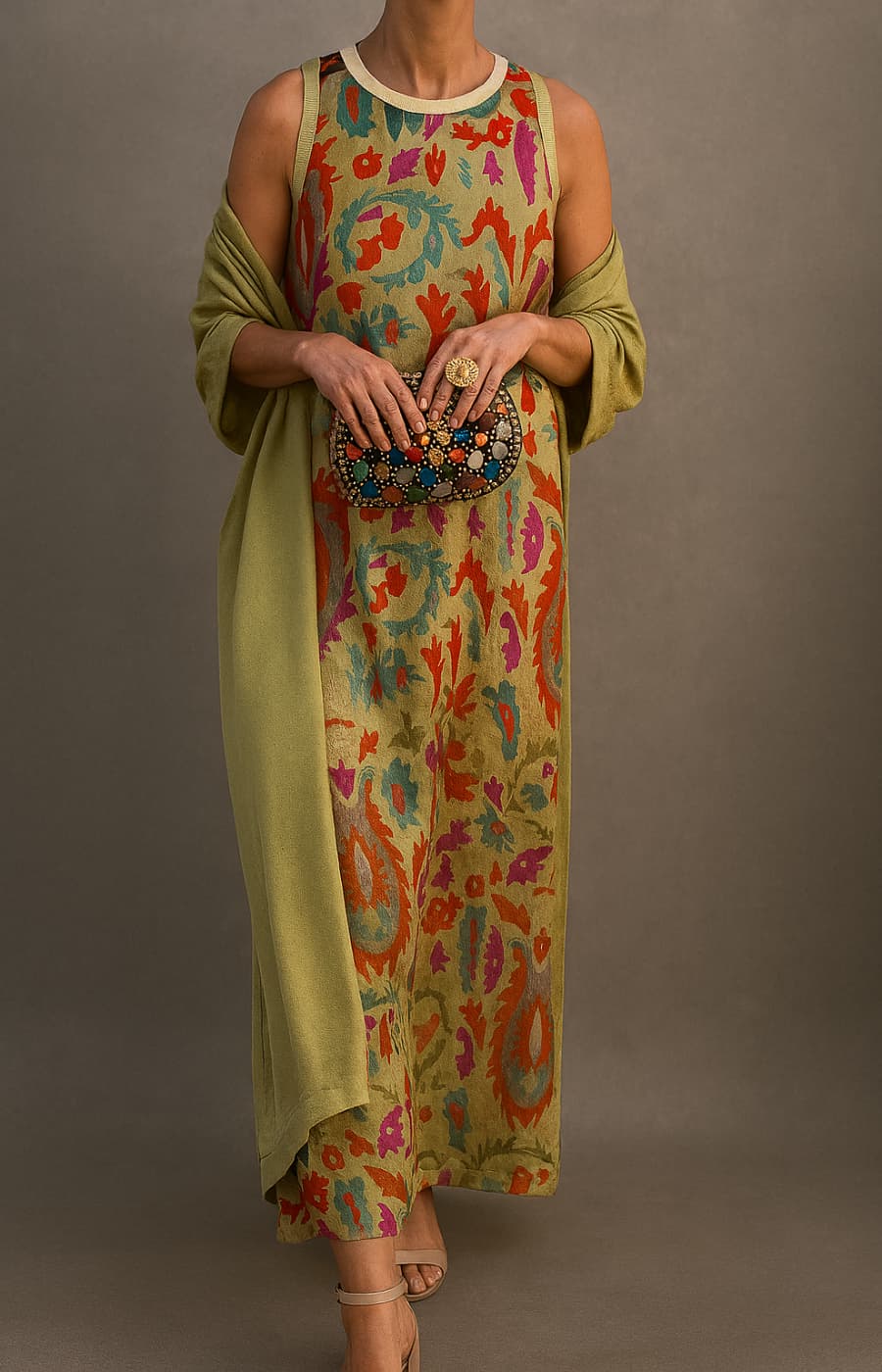 Itsaso · Vestido estampado con estola – Silvia Morel