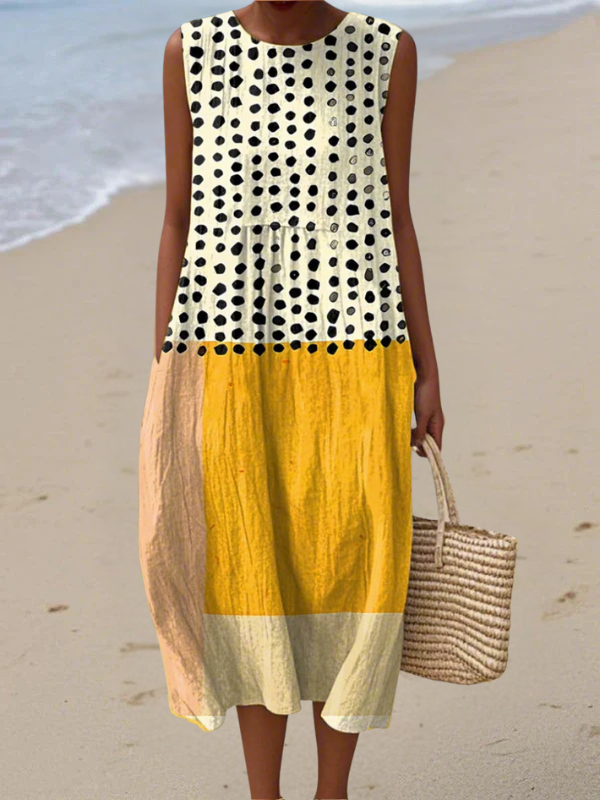 Leire · Vestido midi sin mangas amarillo – Silvia Morel