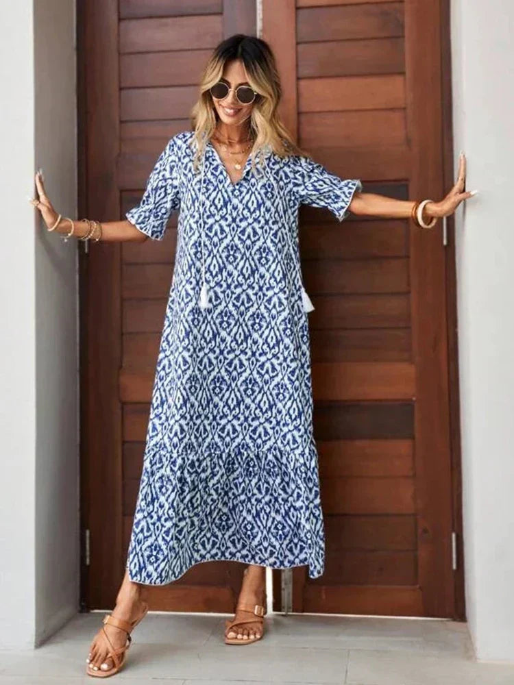 Teodora · Vestido largo suelto de flores – Silvia Morel