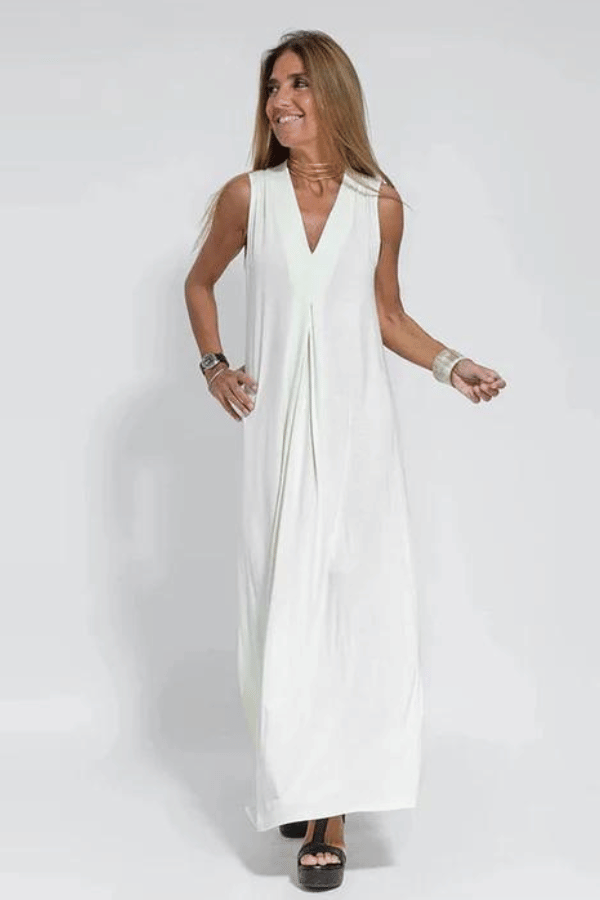Mercedes · Vestido largo con chaleco – Silvia Morel