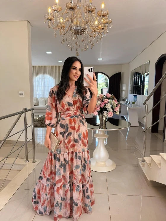 Norma · Vestido largo floral con volantes – Silvia Morel
