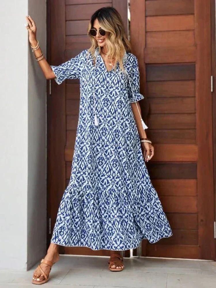 Teodora · Vestido largo suelto de flores – Silvia Morel
