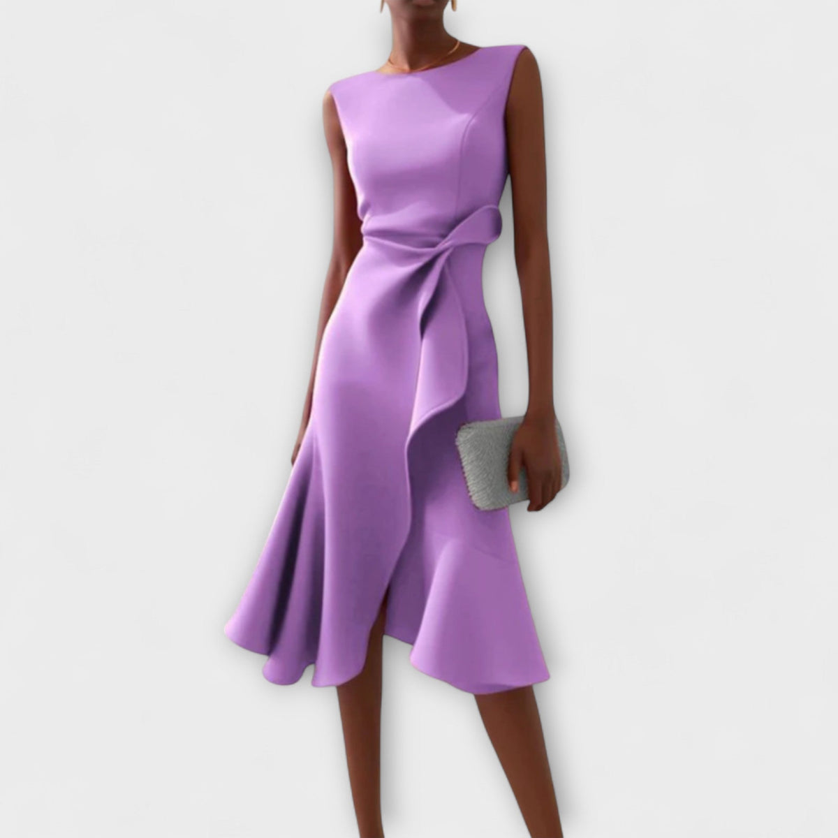 Joselyn · Vestido midi asimétrico drapeado – Silvia Morel